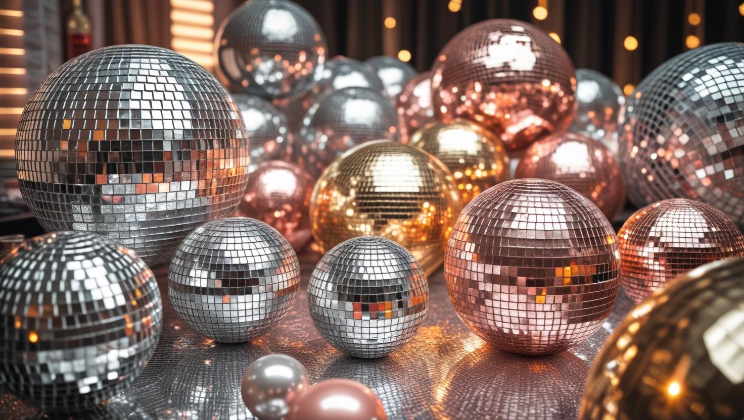 Disco theme party with assorted disco balls.
