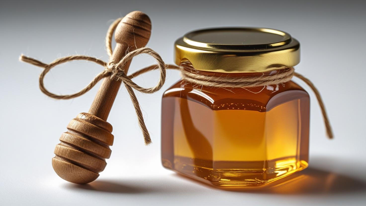 Mini Honey Jars with wooden honey dipper