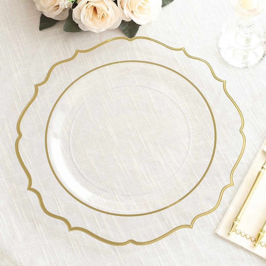 10 - Pack Regal Scalloped Round Plastic Dinner Plates – Disposable Party Plates for Weddings, Banquets & Events - Pretty Party Boxx