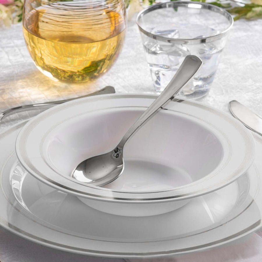 20 - Pack Regal Clear Plastic Dessert & Salad Bowls with Gold Rim – 12oz Disposable Party Serving Bowls for Weddings, Banquets & Events - Pretty Party Boxx