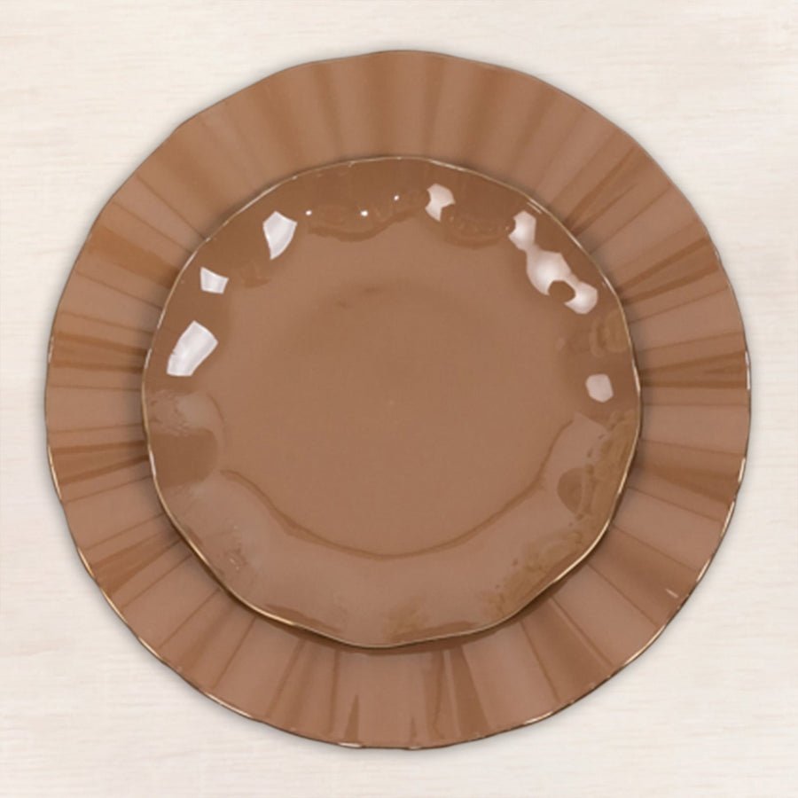 10 - Pack Ruffled Rim Round Plastic Dinner Plates – 9” Elegant Disposable Party Plates for Weddings, Events & Catering - Pretty Party Boxx