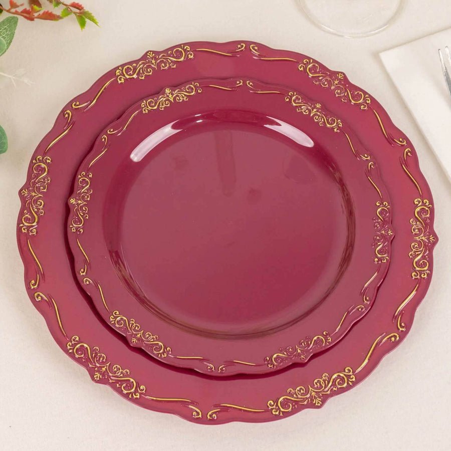Clear disposable plastic wine cup with gold rim. Elegant drinkware for wedding or party use.