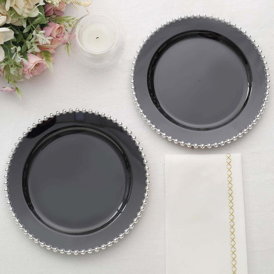 10 - Pack Beaded Rim Round Fancy Disposable Plates - Pretty Party Boxx