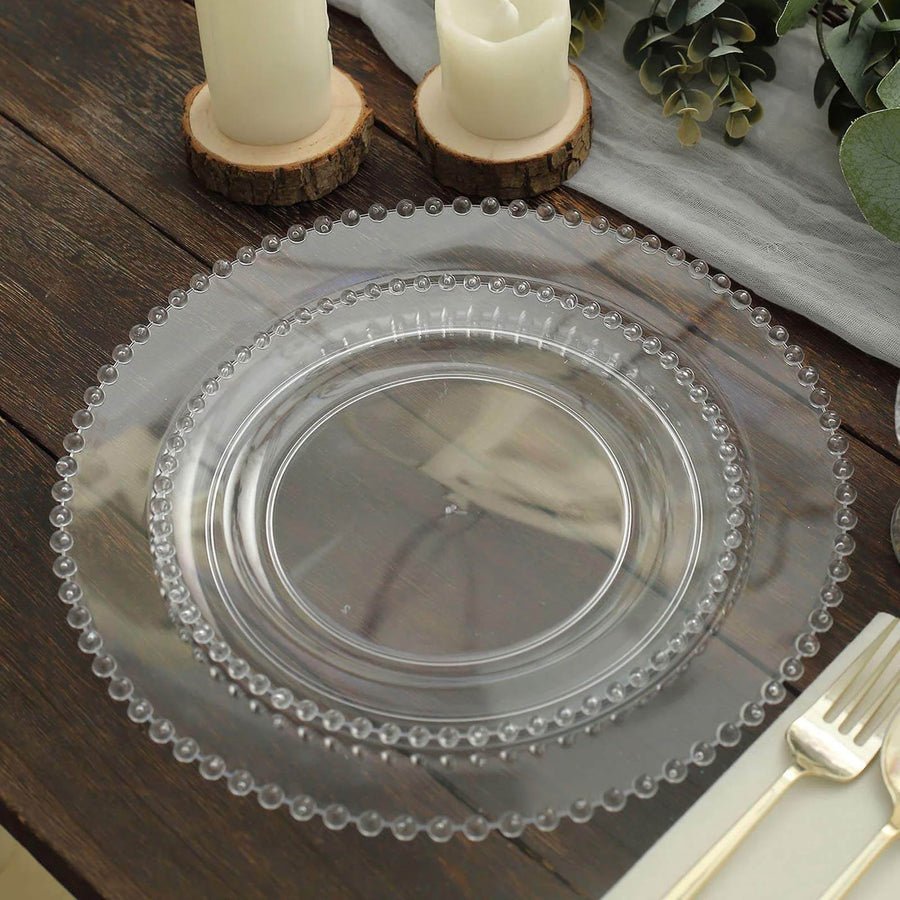 10 - Pack Beaded Rim Round Fancy Disposable Plates - Pretty Party Boxx