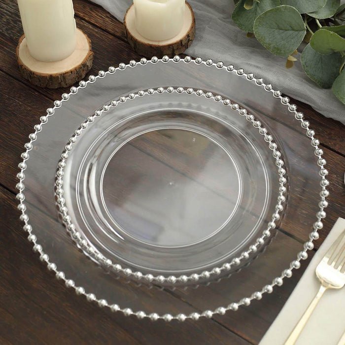 10 - Pack Beaded Rim Round Fancy Disposable Plates - Pretty Party Boxx