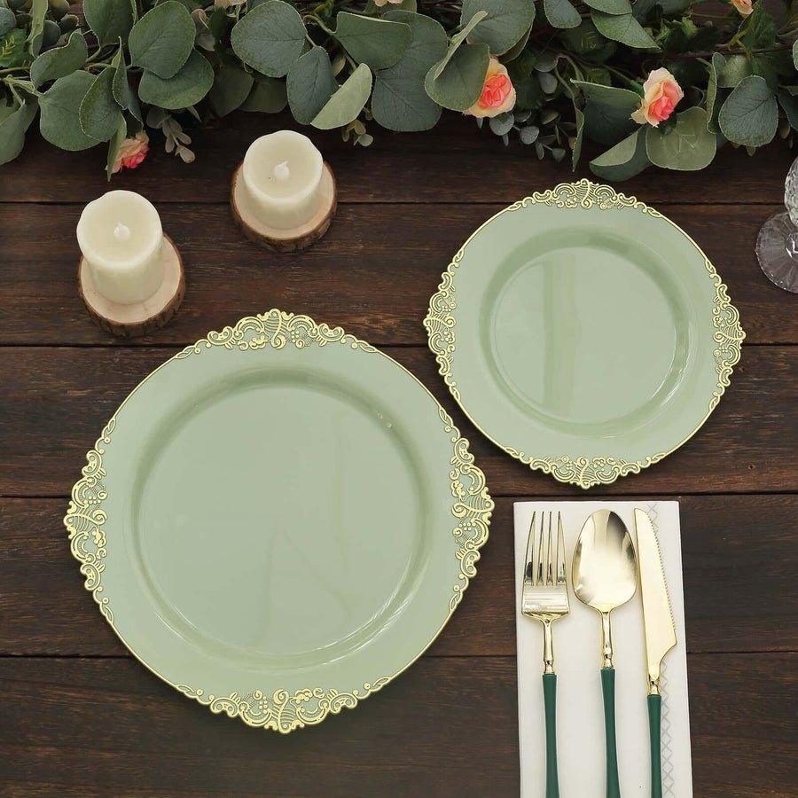 10 - Pack Leaf Embossed Rim Round Plastic Dessert Plates – Elegant Disposable Party Plates for Weddings & Events
