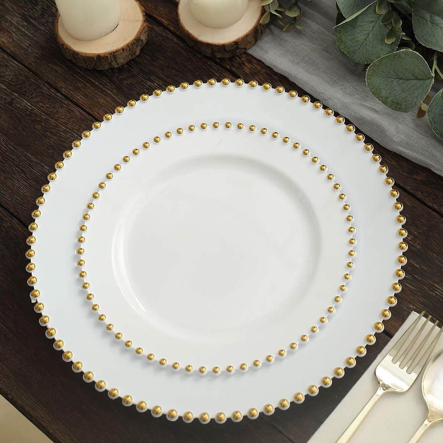 10 - Pack Beaded Rim Round Fancy Disposable Plates - Pretty Party Boxx