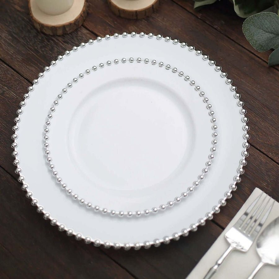10 - Pack Beaded Rim Round Fancy Disposable Plates - Pretty Party Boxx