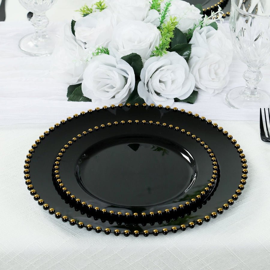10 - Pack Beaded Rim Round Fancy Disposable Plates - Pretty Party Boxx
