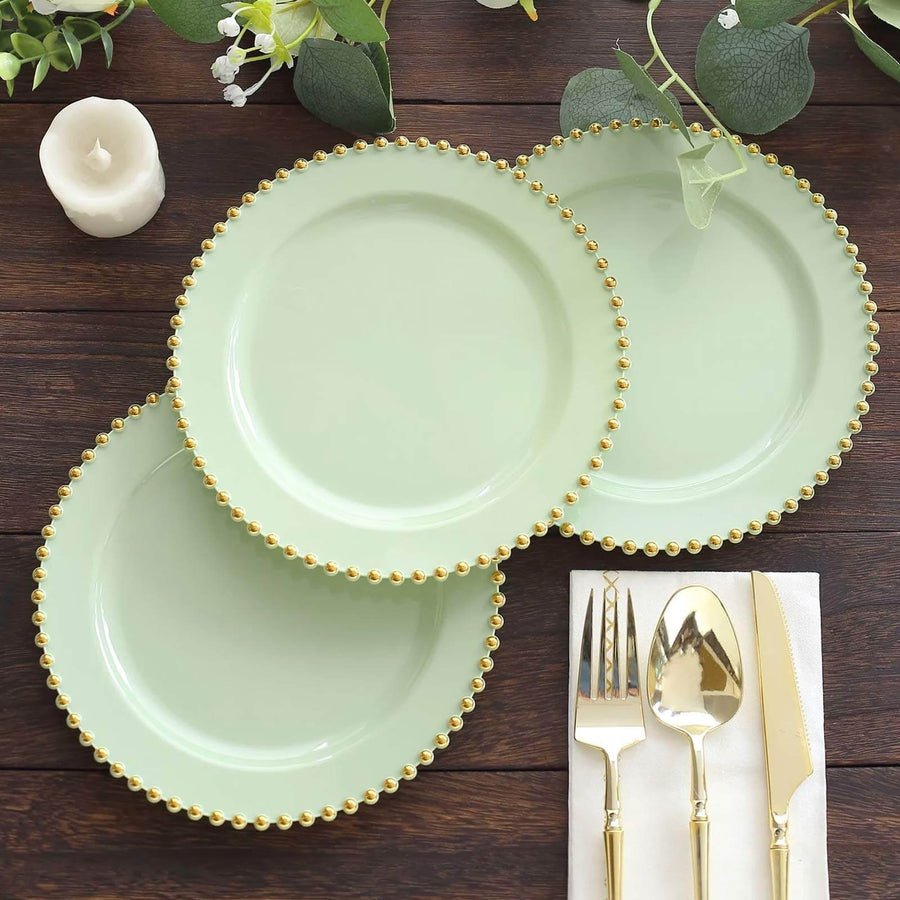 10 - Pack Beaded Rim Round Fancy Disposable Plates - Pretty Party Boxx