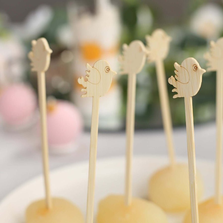 100 - Pack Decorative Bamboo Cocktail Picks – Eco - Friendly Pearl Top Drink & Food Skewers - Pretty Party Boxx