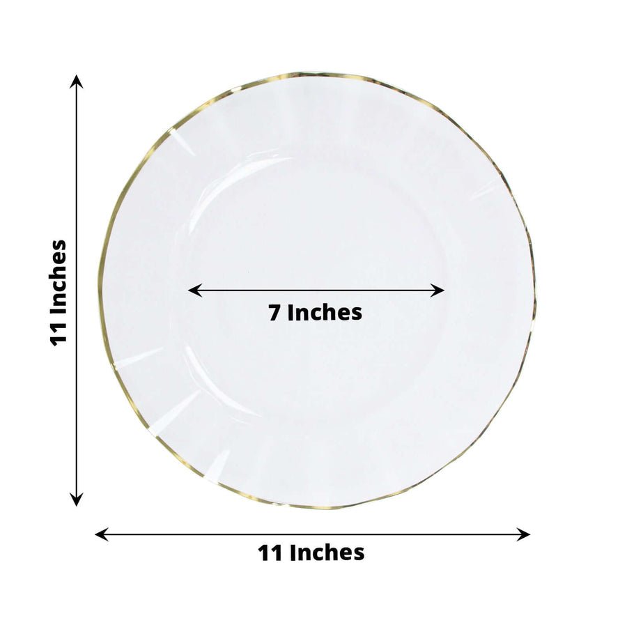 10 - Pack Ruffled Rim Round Plastic Dinner Plates – 9” Elegant Disposable Party Plates for Weddings, Events & Catering - Pretty Party Boxx