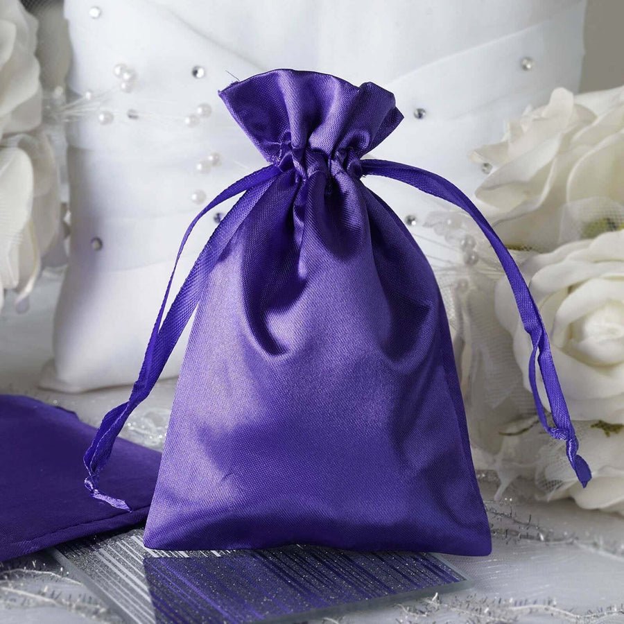 White Satin Drawstring Wedding & Party Favor Gift Bags - Pretty Party Boxx
