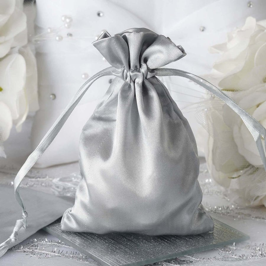 White Satin Drawstring Wedding & Party Favor Gift Bags - Pretty Party Boxx