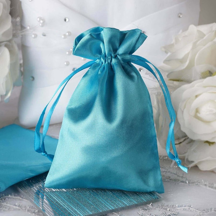 White Satin Drawstring Wedding & Party Favor Gift Bags - Pretty Party Boxx