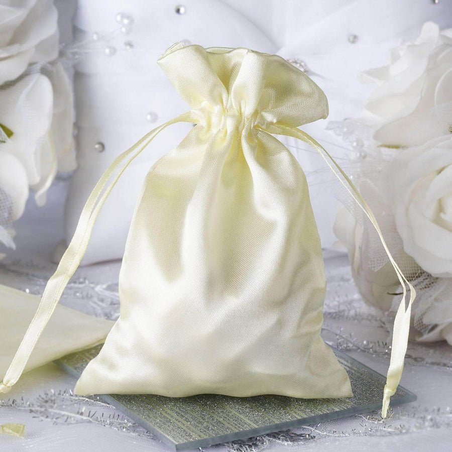 White Satin Drawstring Wedding & Party Favor Gift Bags - Pretty Party Boxx
