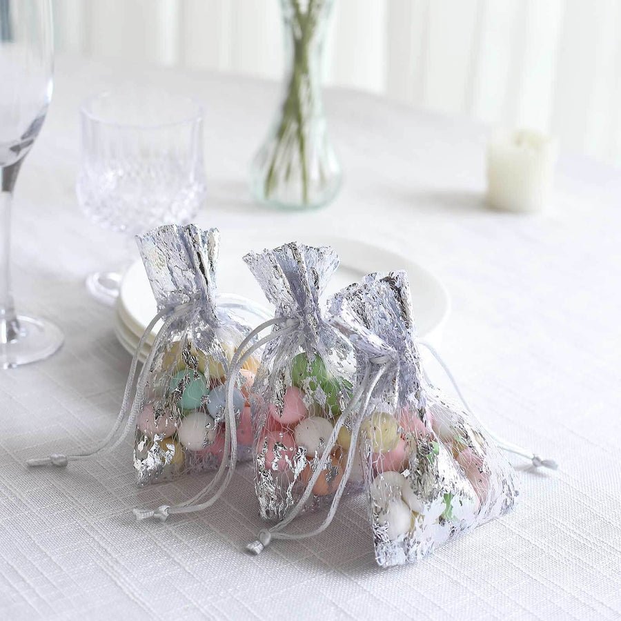 12 - Pack Metallic Gold or Silver Foil Drawstring Candy Bags – Wedding & Party Favor Bags - Pretty Party Boxx