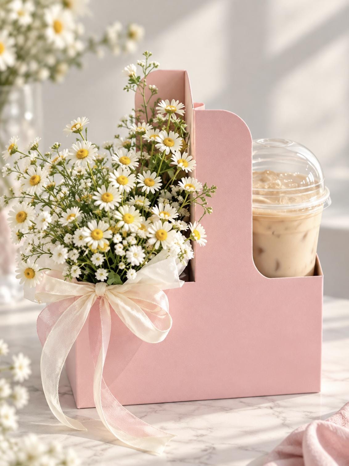 2 - Cup Drink and Flower Carrier with Handle – Recyclable Takeaway Holder for Weddings, Cafes & Catering - Pretty Party Boxx