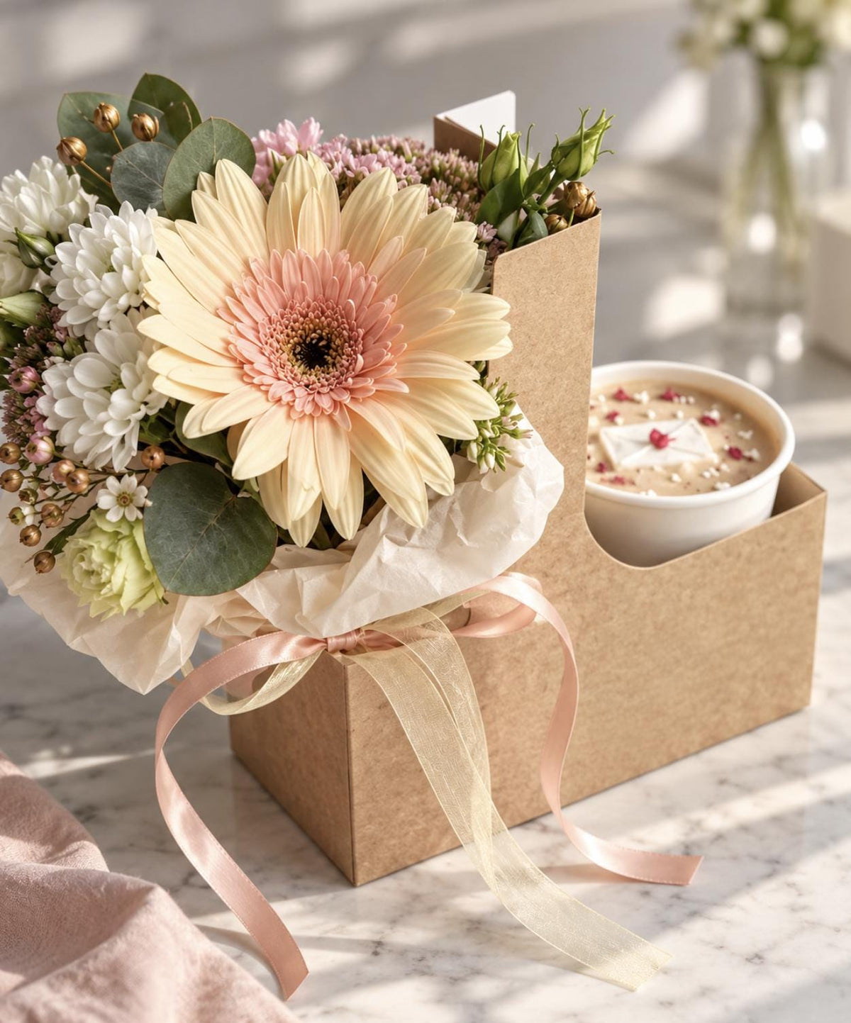 2 - Cup Drink and Flower Carrier with Handle – Recyclable Takeaway Holder for Weddings, Cafes & Catering - Pretty Party Boxx
