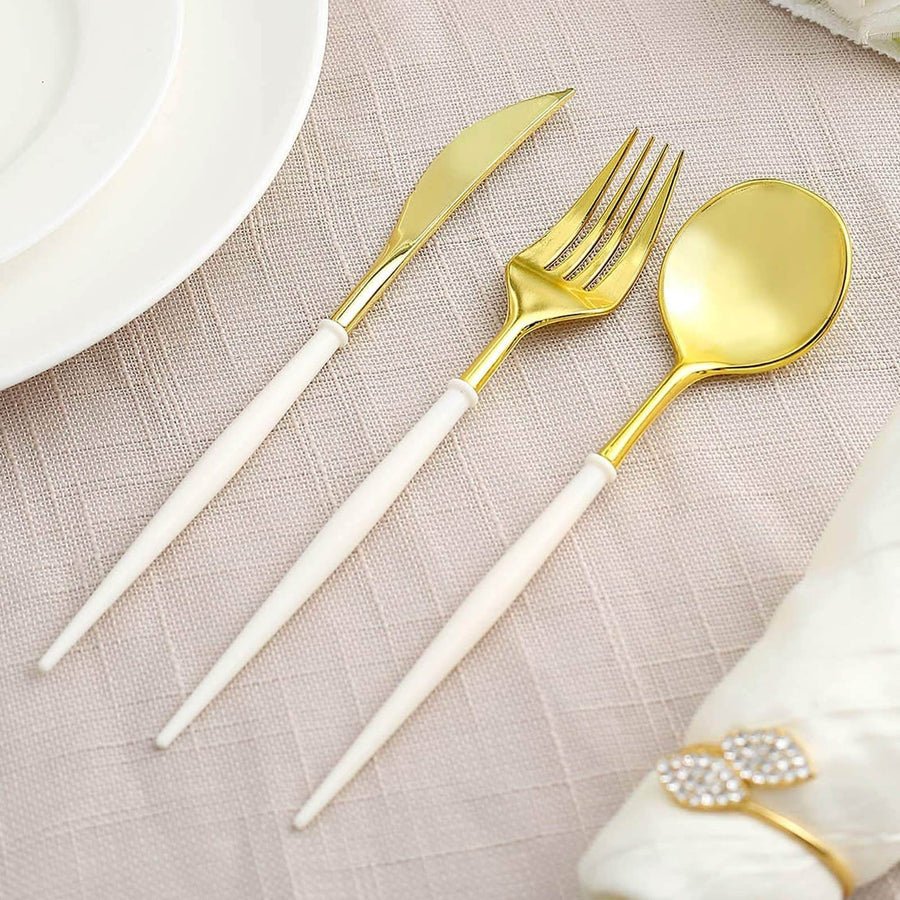 24 - Piece Plastic Cutlery Set – Disposable Silverware for Weddings & Parties - Pretty Party Boxx