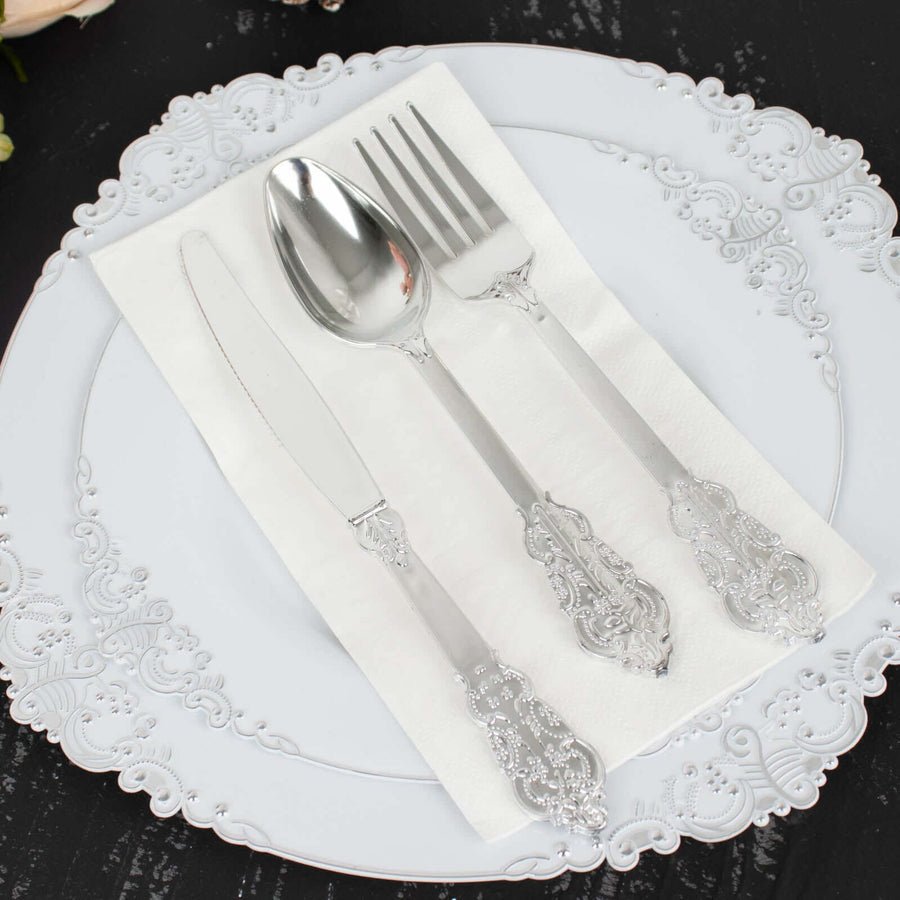 72 - Piece Heavy Duty Plastic Silverware Set – Disposable Cutlery for Weddings, Parties & Events - Pretty Party Boxx