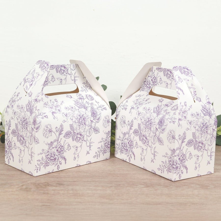 25 - Pack Candy Gift Tote Gable Boxes in French Toile Pattern – Party Favor Treat Boxes - Pretty Party Boxx