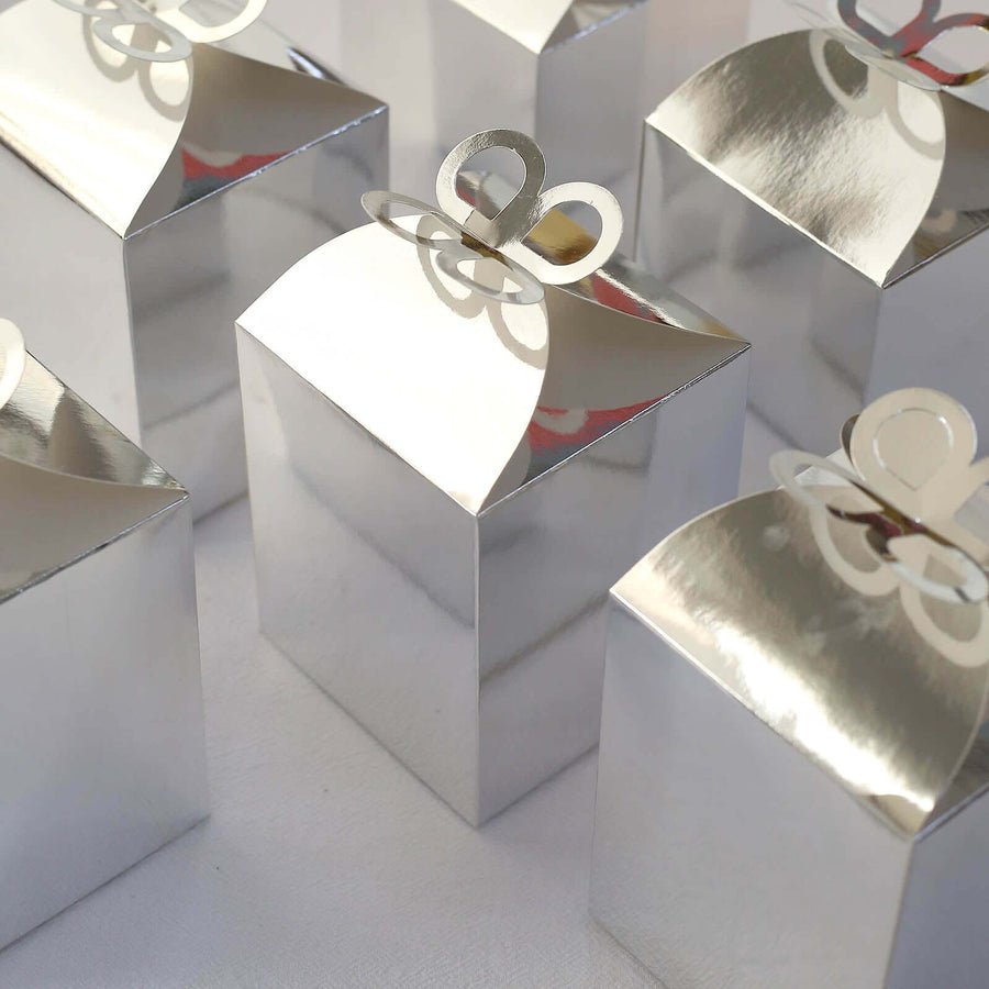 25 Pack Metallic Gold Foil Butterfly Top Premium Party Favor Boxes, Cardstock Candy Gift Boxes - 250 GSM - Pretty Party Boxx
