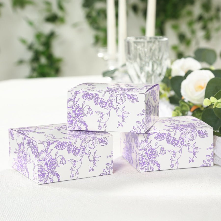 Set of green Eucalyptus greenery print favor boxes. Modern wedding or party packaging.