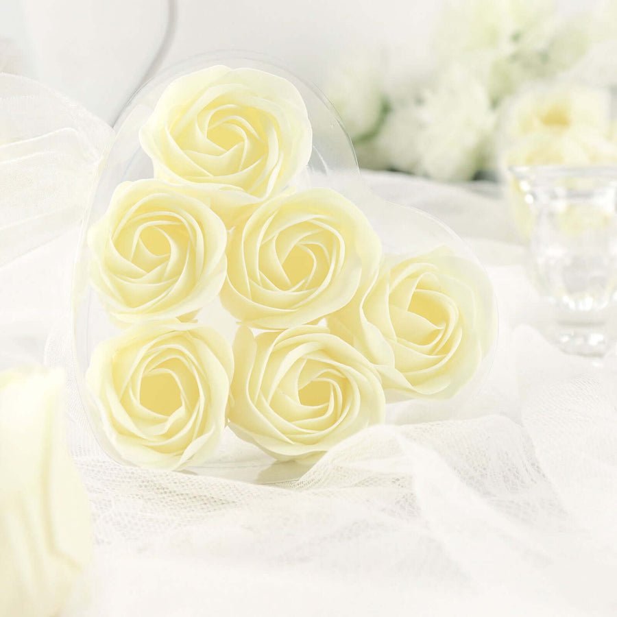 4 - Pack White Scented Rose Soap Heart - Shaped Party Favors with Gift Boxes & Ribbon – Perfect Wedding & Event Decorations - Pretty Party Boxx