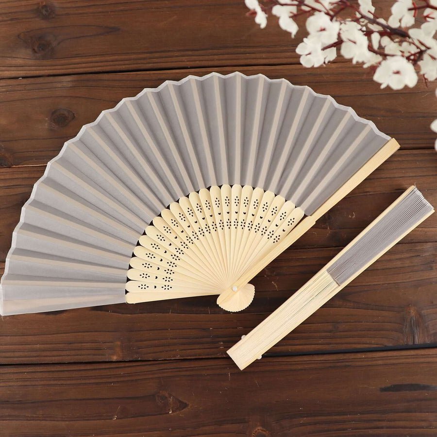 5 - Pack Elegant Silk Folding Fans – Asian - Style Party Favors & Decorative Event Accessories - Pretty Party Boxx