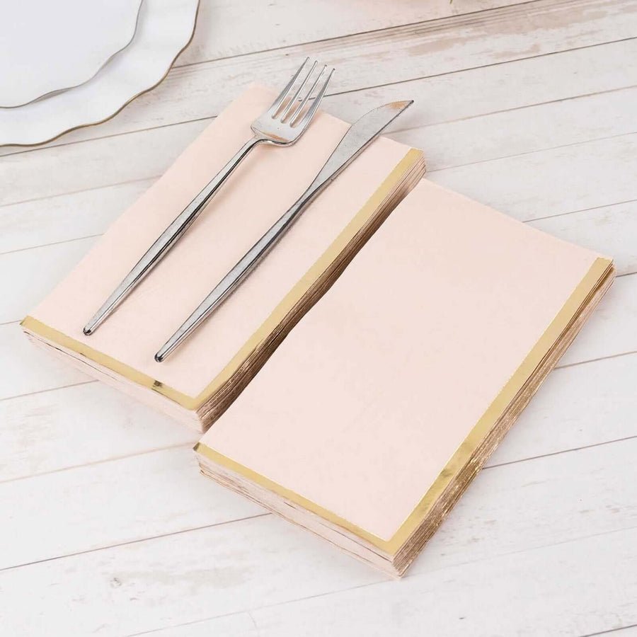 50 - Pack Party Napkins – Gold Foil Edge Disposable Cocktail Napkins - Pretty Party Boxx