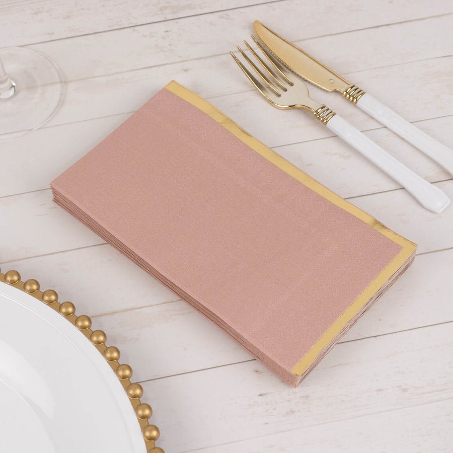 50 - Pack Party Napkins – Gold Foil Edge Disposable Cocktail Napkins - Pretty Party Boxx