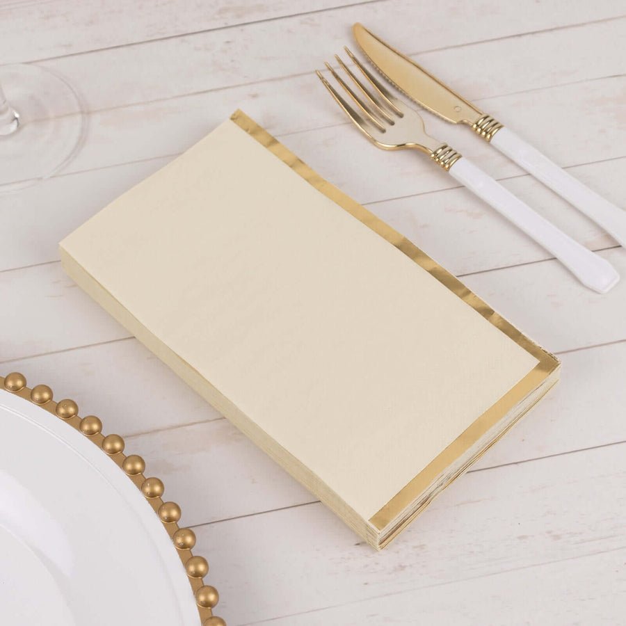 50 - Pack Party Napkins – Gold Foil Edge Disposable Cocktail Napkins - Pretty Party Boxx