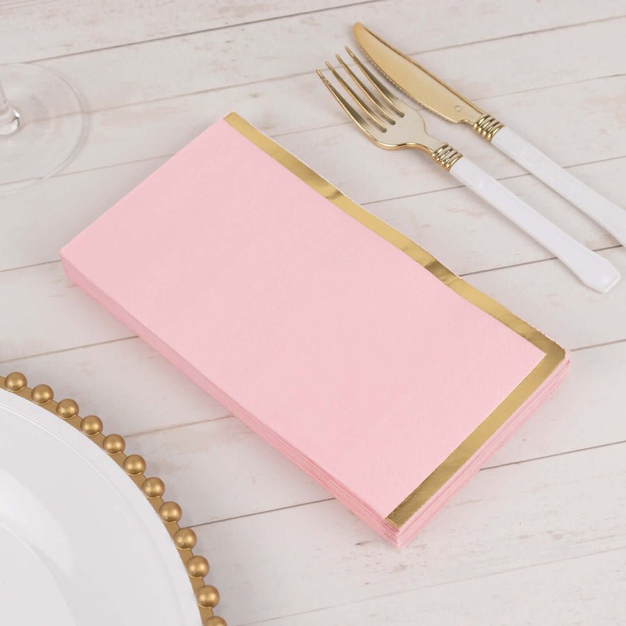 50 - Pack Party Napkins – Gold Foil Edge Disposable Cocktail Napkins - Pretty Party Boxx