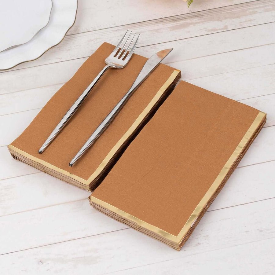 50 - Pack Party Napkins – Gold Foil Edge Disposable Cocktail Napkins - Pretty Party Boxx