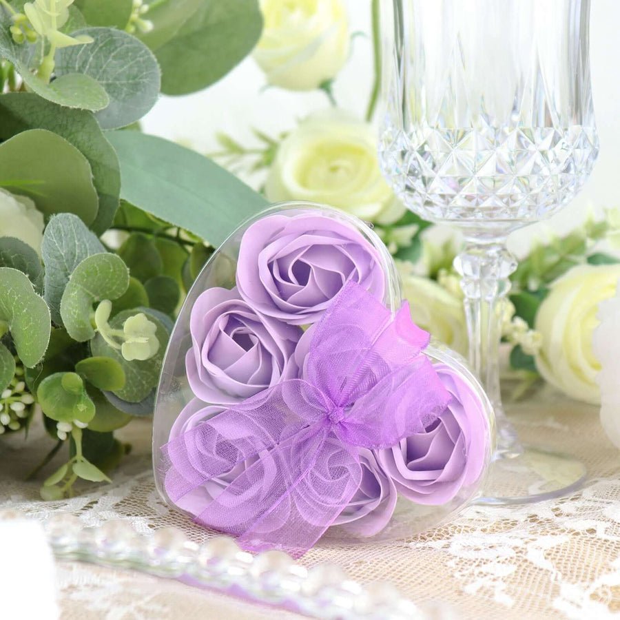 4 - Pack White Scented Rose Soap Heart - Shaped Party Favors with Gift Boxes & Ribbon – Perfect Wedding & Event Decorations - Pretty Party Boxx