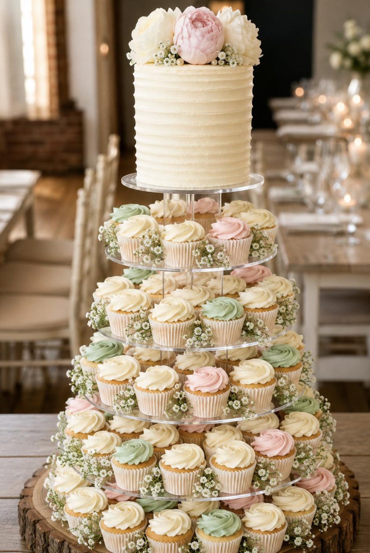 6 - Tier Acrylic Cupcake and Cake Stand – Clear Round Dessert Display Tower for Weddings, Parties & Events - Pretty Party Boxx