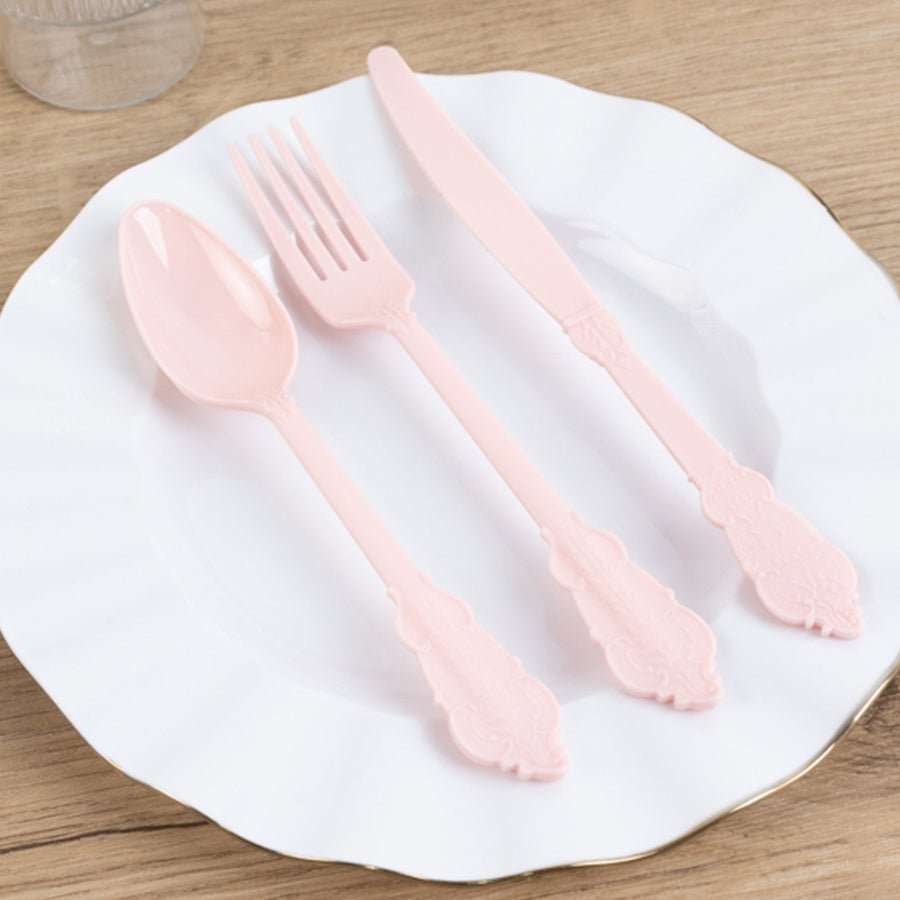 72 - Piece Heavy Duty Plastic Silverware Set – Disposable Cutlery for Weddings, Parties & Events - Pretty Party Boxx