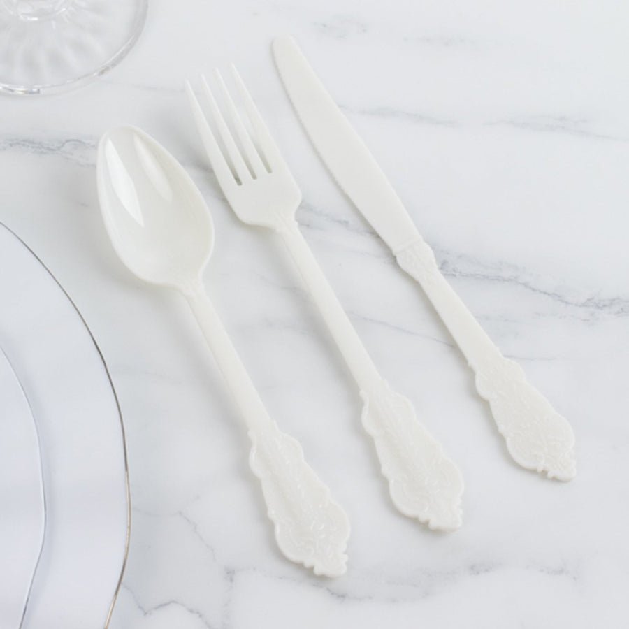 72 - Piece Heavy Duty Plastic Silverware Set – Disposable Cutlery for Weddings, Parties & Events - Pretty Party Boxx