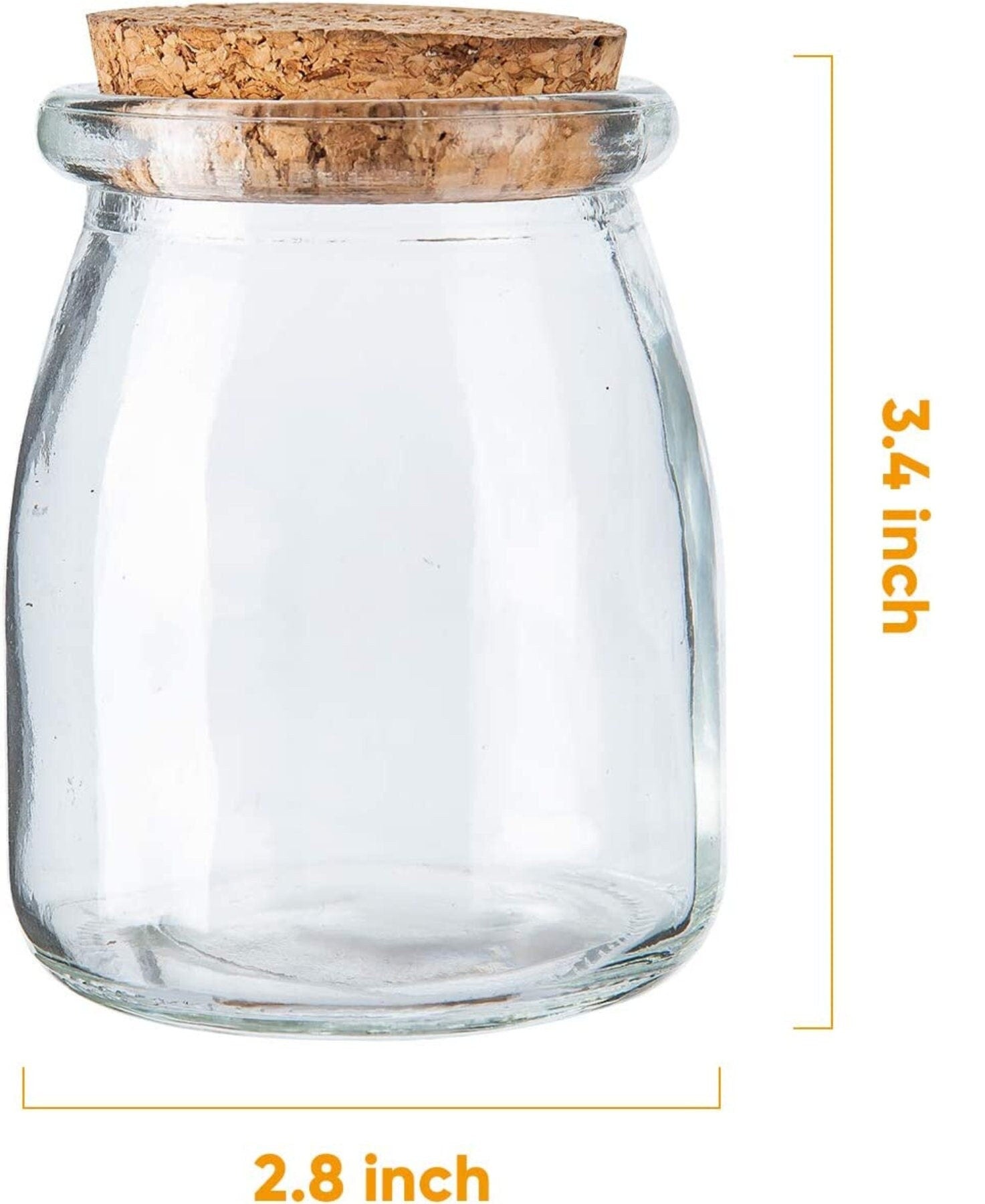 Mini Glass Jars with Cork Lids – 7oz Favor Jars with Cork & Tin Lids, Kraft Tags & Twine for Desserts, Candles & Gifts