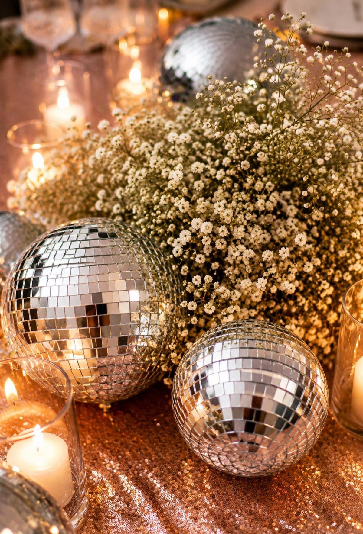 8 - Inch Mini Party Decorations - Set of 40 Silver Disco Balls - Pretty Party Boxx