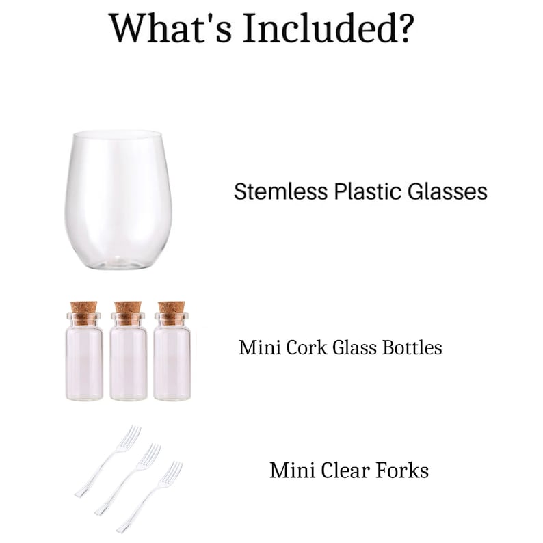Acrylic appetizer cup set with mini cork bottles and forks