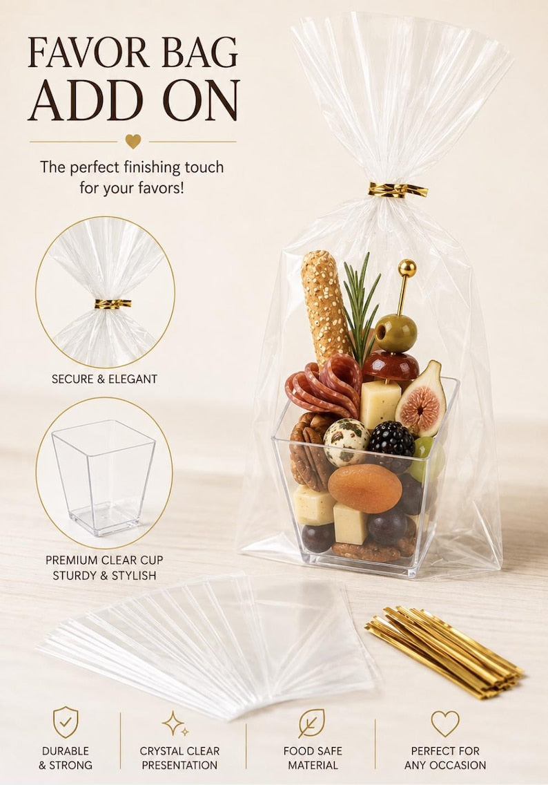Acrylic Charcuterie Cups with Fancy Toothpicks – Set of 25 - Pretty Party Boxx