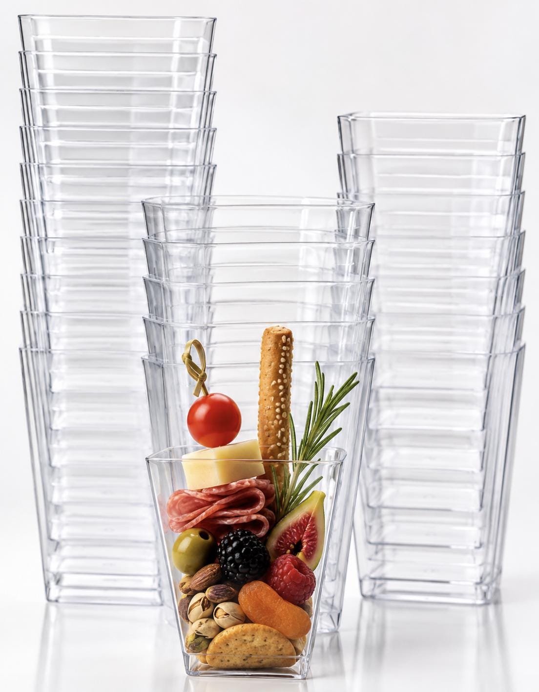 Acrylic Charcuterie Cups with Fancy Toothpicks – Set of 25 - Pretty Party Boxx