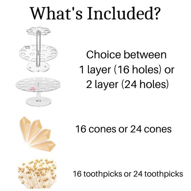 Acrylic Charcuterie Cone Stand with Bamboo Cones & Toothpicks – Clear Acrylic Display for Weddings, Parties & Events