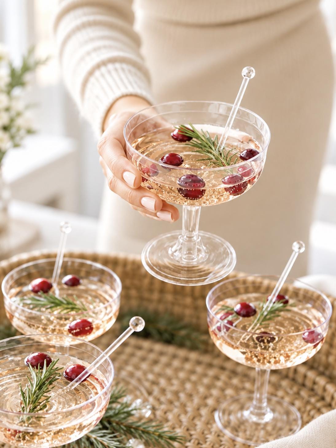 Acrylic Champagne Glasses Set with Plastic Swizzle Sticks - Pretty Party Boxx