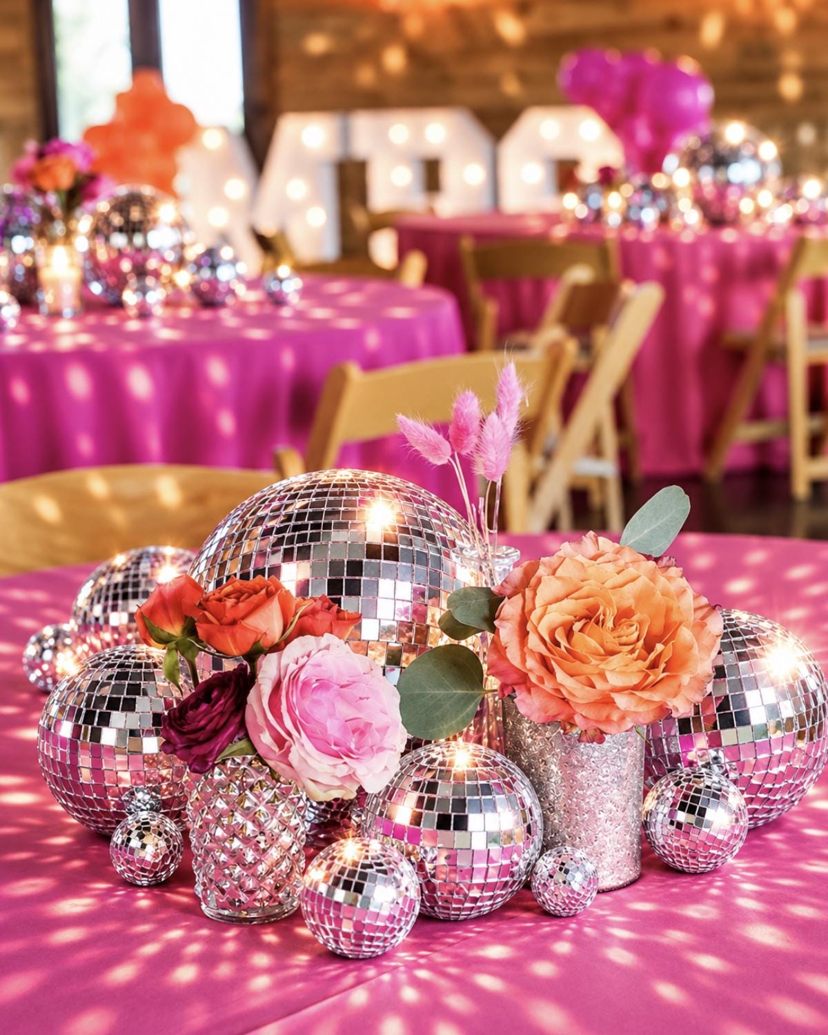 Silver Mirror Disco Ball Set – Hanging Party Decorations in Assorted Sizes - Set of 2 - Pretty Party Boxx