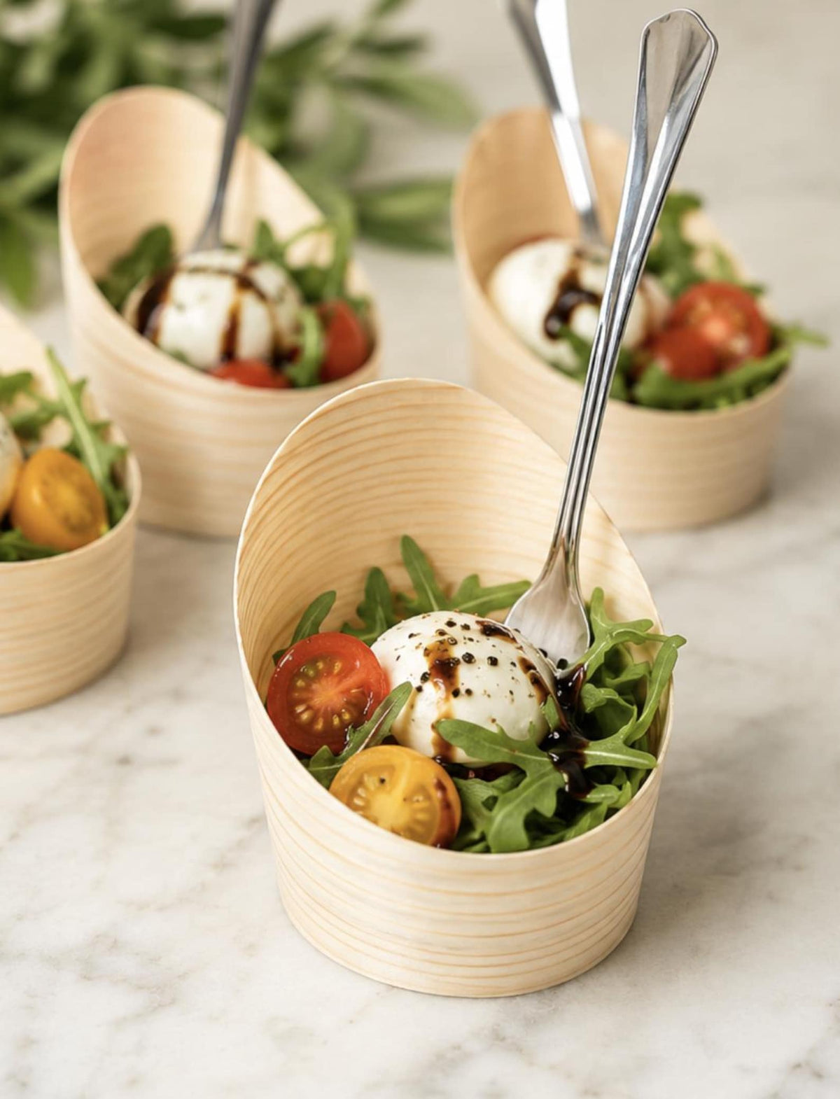 Bamboo Charcuterie Cups with Mini Forks – 20 Pack Eco - Friendly Serving Cups for Appetizers & Grazing Tables
