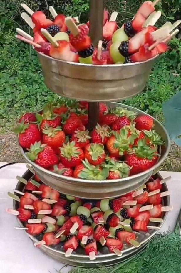 Fruit display using bamboo toothpicks for easy serving