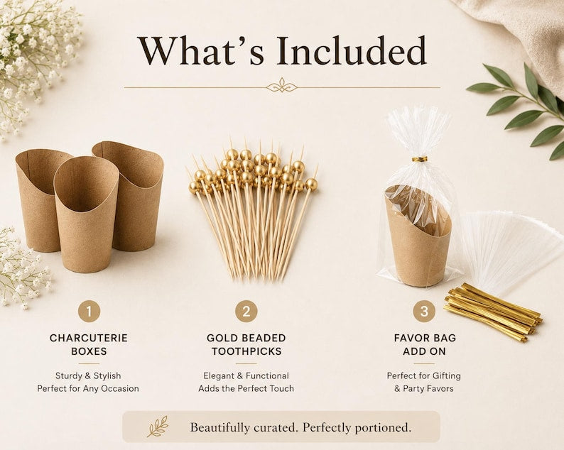 Brown Charcuterie Favor Cups with Fancy Toothpicks - Set of 20 - Pretty Party Boxx